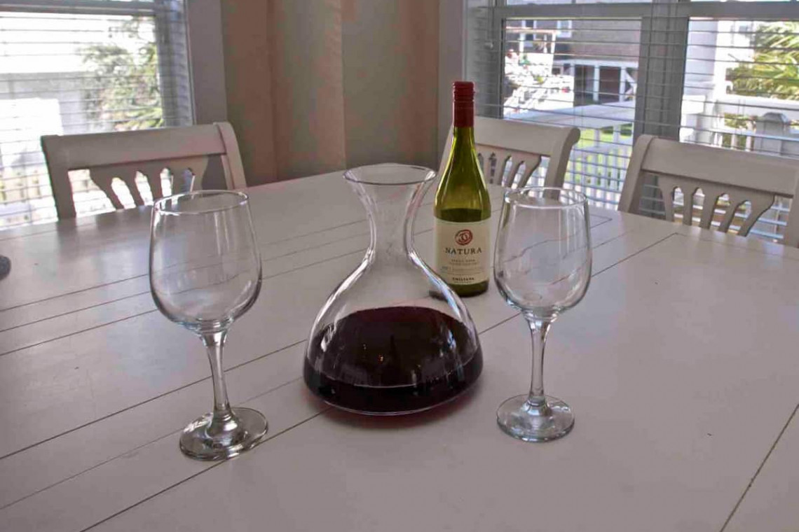 The house is stocked with a wine decanter, a panini maker, a french press, waffle maker, and a blender.